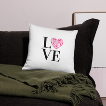 Load image into Gallery viewer, Love Pillow Pink Paw Print Heart White 18&quot; Square Home Valentines Day Decor Gift