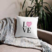 Load image into Gallery viewer, Love Pillow Pink Paw Print Heart White 18&quot; Square Home Valentines Day Decor Gift