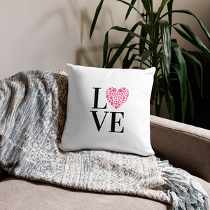 Love Pillow Pink Paw Print Heart White 18" Square Home Valentines Day Decor Gift