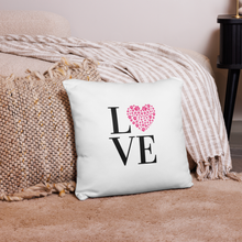 Load image into Gallery viewer, Love Pillow Pink Paw Print Heart White 18&quot; Square Home Valentines Day Decor Gift