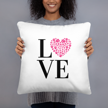 Load image into Gallery viewer, Love Pillow Pink Paw Print Heart White 18&quot; Square Home Valentines Day Decor Gift