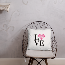 Load image into Gallery viewer, Love Pillow Pink Paw Print Heart White 18&quot; Square Home Valentines Day Decor Gift