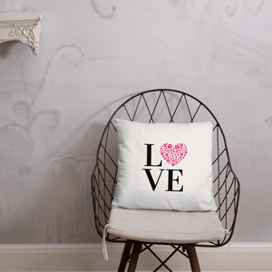 Love Pillow Pink Paw Print Heart White 18" Square Home Valentines Day Decor Gift