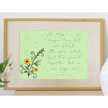 Load image into Gallery viewer, Wall Art Prints Bible Verse Ecclesiastes 4:12 Love Marriage Green Flower Sprig