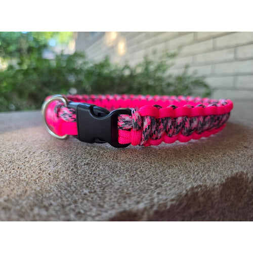 Pink Camouflage & Pink Handmade Paracord Dog Collar
