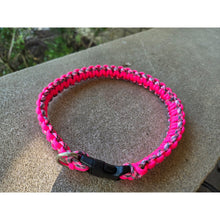 Load image into Gallery viewer, Pink Camouflage &amp; Pink Handmade Paracord Dog Collar