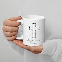 Load image into Gallery viewer, Jesus Is Our Savior Coffee Mug 11 Oz Black Cross