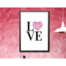 Load image into Gallery viewer, Love Heart Shaped Paw Print Wall Art Dog Cat Pet Home Decor Hot Pink UNFRAMED