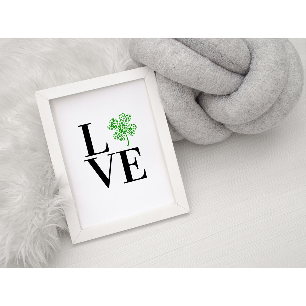Love Paw Print Shamrock Cloverleaf Green St Patrick's Day Wall Art Dog Cat Decor
