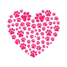 Load image into Gallery viewer, Heart Shaped Paw Print Art Dog Cat Pet Lover Home Decor Hot Pink PRINT ONLY