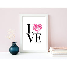 Load image into Gallery viewer, Love Heart Shaped Paw Print Wall Art Dog Cat Pet Home Decor Hot Pink UNFRAMED