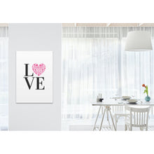 Load image into Gallery viewer, Love Heart Shaped Paw Print Wall Art Dog Cat Pet Home Decor Hot Pink UNFRAMED