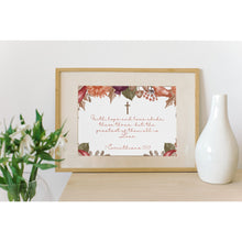 Load image into Gallery viewer, Bible Verse Art Prints 1 Corinthians 13:13 Faith Hope Love Purple Orange Foliage