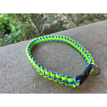 Load image into Gallery viewer, Icy Blue &amp; Neon Green Handmade Paracord Dog Collar