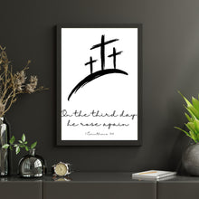 Load image into Gallery viewer, Scripture Art Print Bible Verse Jesus Cross Corinthians 15:4 On the 3rd Day