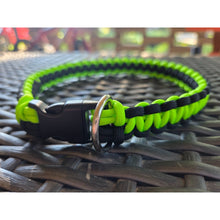 Load image into Gallery viewer, Neon Green &amp; Black Handmade Paracord Dog Collar
