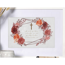 Load image into Gallery viewer, Wall Art Prints Cross Rose Wreath Bible Verse Ecclesiastes 4:12 Love Marriage