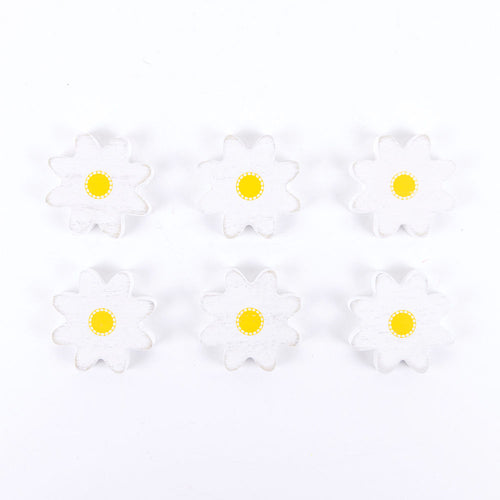 White Daisy Fridge Magnets - Set of 6