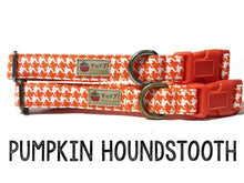 Load image into Gallery viewer, Halloween Dog Collar Houndstooth Plaid Orange &amp; White HANDMADE Organic Cotton