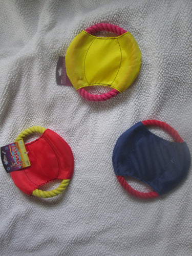 Dog Puppy Toy Rope Round Disc Ring Chew Pull Tug Play Red Yellow Blue Pink