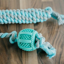 Load image into Gallery viewer, Dog Rope Toy Flossy Tossy Natural Cotton &amp; Rubber Tug Chew Drum