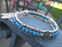 Load image into Gallery viewer, Turquoise Jewelry Bracelet Silver Beaded Bangle