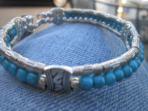 Turquoise Jewelry Bracelet Silver Beaded Bangle